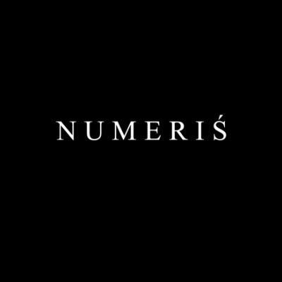 Texto NUMERIS em branco sobre fundo preto