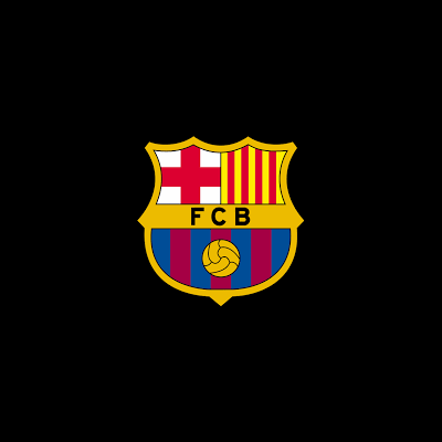 Emblema do FC Barcelona com letras FCB e padrão colorido