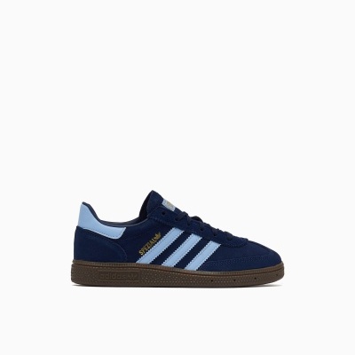 Ténis Adidas Spezial azul escuro e azul claro com sola castanha