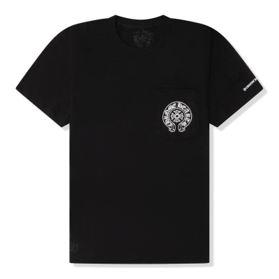 T-shirt preta com bolso e estampado branco CHROME HEARTS