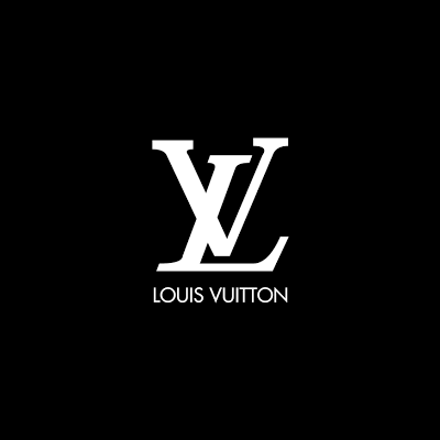 Logótipo branco da Louis Vuitton sobre fundo preto