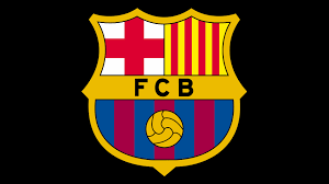 Emblema do FC Barcelona com letras FCB e padrão colorido
