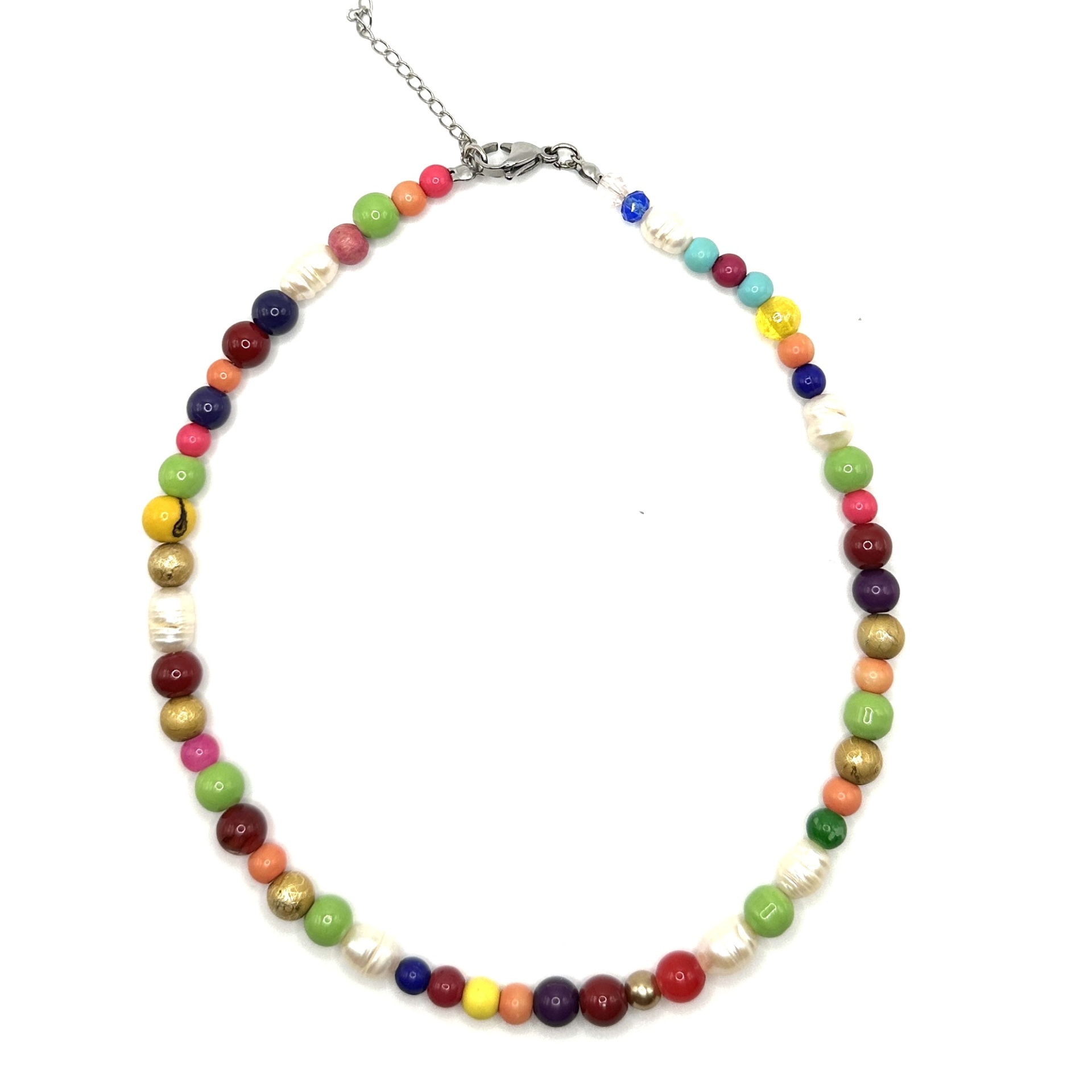Colar com contas colorido Colar colorido com contas variadas e fecho metálico