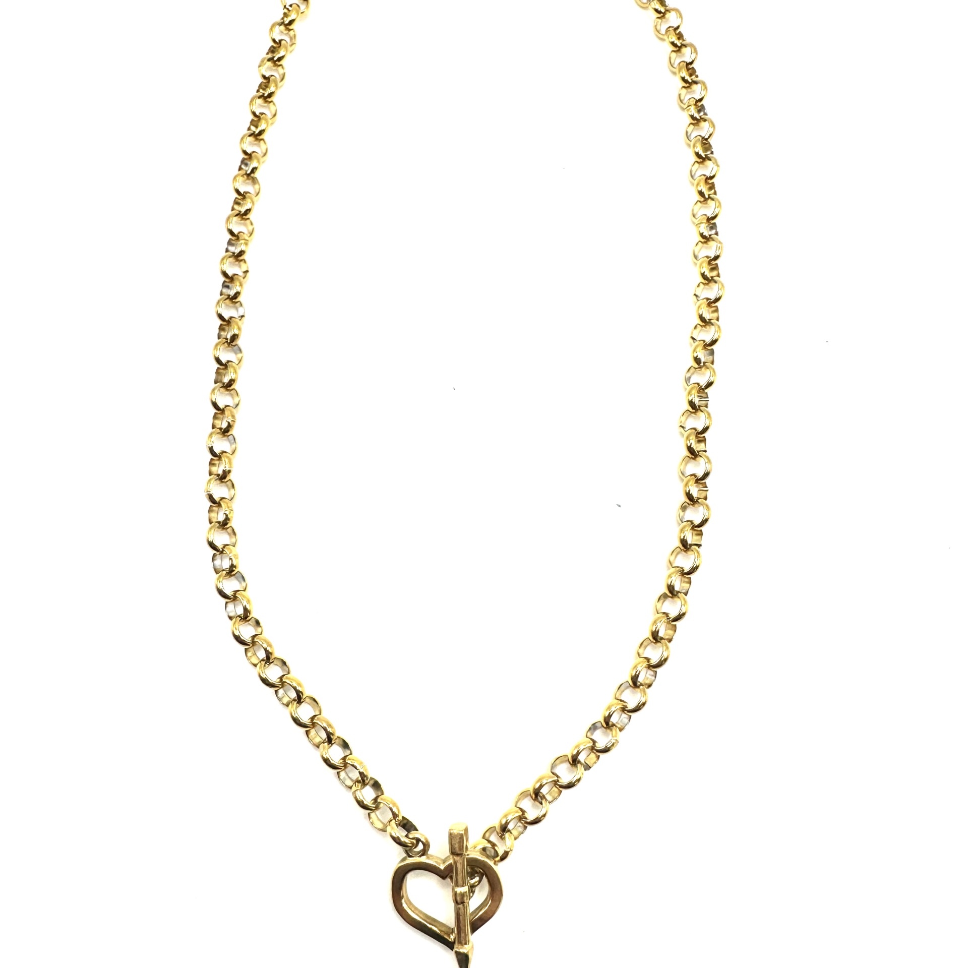 Colar aço com fecho coração Colar dourado com fecho em forma de coração