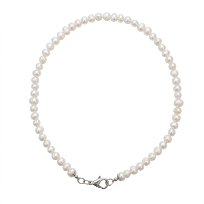 Colar de pérolas brancas com fecho prateado