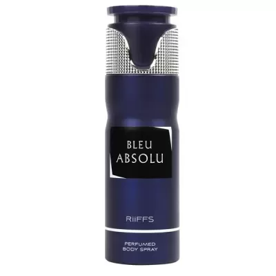 Frasco azul escuro de spray corporal perfumado BLEU ABSOLU da RiiFFS