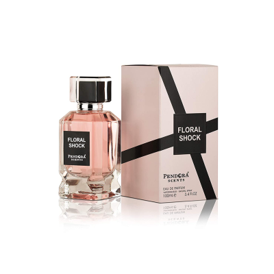 Perfume Floral Shock da Pendora Scents com embalagem rosa e preta