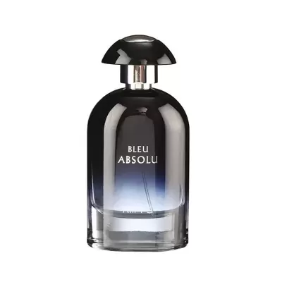 Frasco de perfume bleu absolu preto e azul