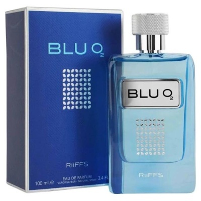 Perfume BLU O2 RiiFFS em frasco e caixa azul