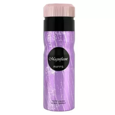Frasco lilás de spray corporal perfumado Magnificent da RiIFFS