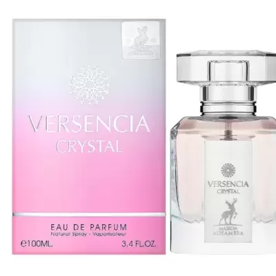 Frasco e caixa rosa de perfume Versencia Crystal