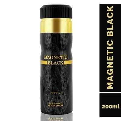 Aerosol perfumado Magnetic Black 200 ml preto e dourado