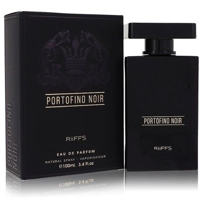 Frasco e caixa de perfume PORTOFINO NOIR RIIFFS preto.