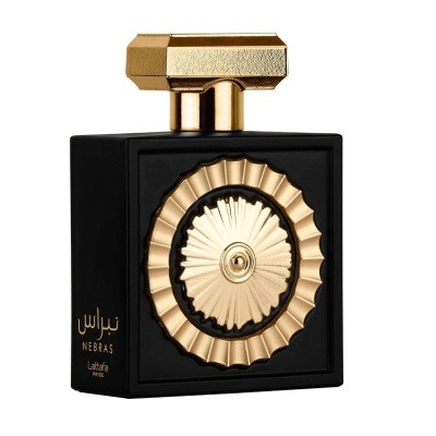 Frasco de perfume preto e dourado NEBRAS Lailata