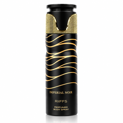 Frasco preto e dourado de spray corporal perfumado Imperial Noir