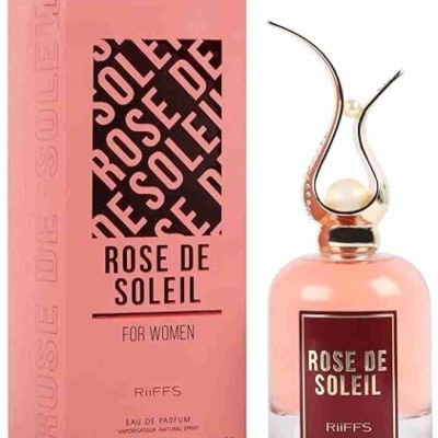 Perfume Rose de Soleil para mulheres com frasco e caixa cor-de-rosa