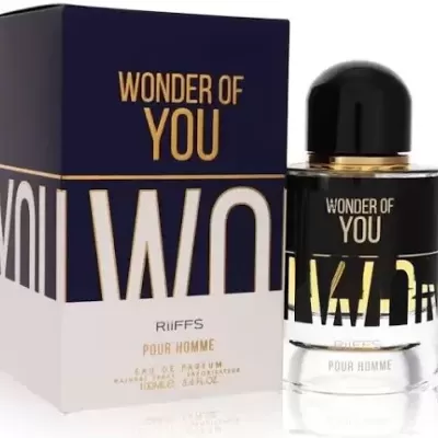 Frasco de perfume 'WONDER OF YOU' ao lado da caixa correspondente
