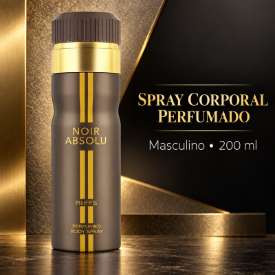 Spray corporal perfumado masculino com frasco castanho e dourado