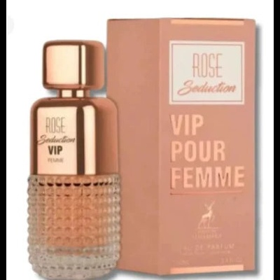 Frasco de perfume Rose Seduction VIP Femme com embalagem cor de rosa