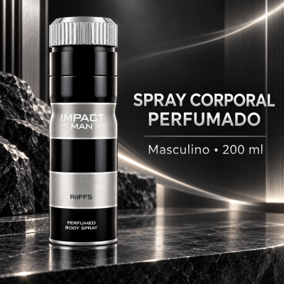 Spray corporal perfumado masculino IMPACT MAN RiiFFS 200 ml em base de mármore negro