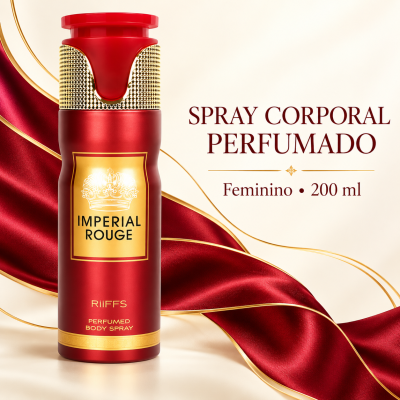 Spray corporal perfumado feminino Imperial Rouge em embalagem vermelha e dourada