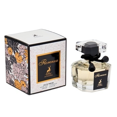 Frasco de perfume Florenza com embalagem floral