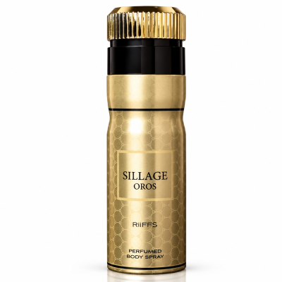 Frasco dourado de spray corporal perfumado SILLAGE OROS