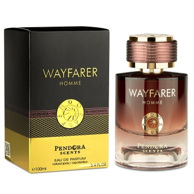 Frasco de perfume WAYFARER HOMME da PENDORA SCENTS com embalagem preta e dourada