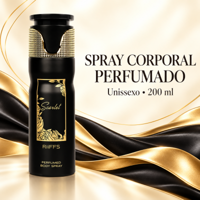 Frasco preto e dourado de spray corporal perfumado RiiFFS Scarlet