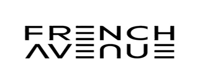Logotipo texto preto FRENCH AVENUE com linhas horizontais em fundo branco