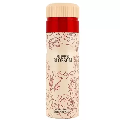 Frasco de spray corporal RiiEFS BLOSSOM com design floral e tampa bege