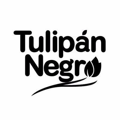 Logótipo Tulipán Negro em preto e branco com folhas estilizadas