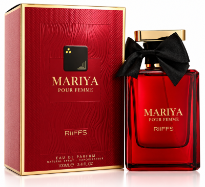 Frasco de perfume vermelho Mariya Pour Femme RiiFFS com caixa vermelha