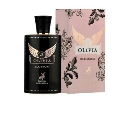 Frasco de perfume preto com embalagem rosa decorada