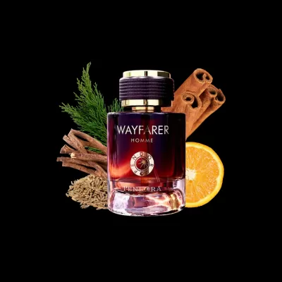 Perfume masculino WAYFARER HOMME com canela, laranja e sementes