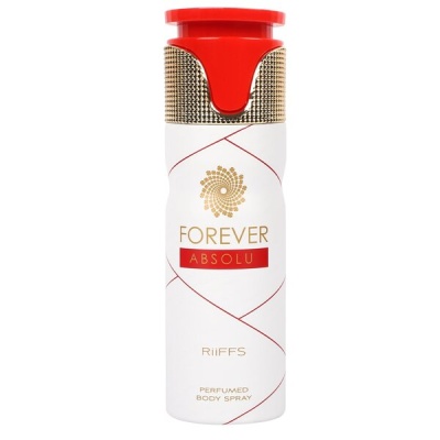 Frasco de spray corporal perfumado FOREVER ABSOLU branco com tampa vermelha