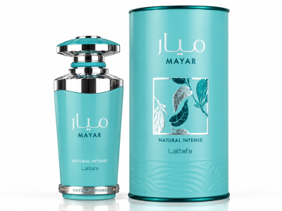 Perfume e caixa azul turquesa MAYAR NATURAL INTENSE Lattafa