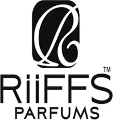 Logótipo RiiFFS PARFUMS preto e branco com símbolo abstrato