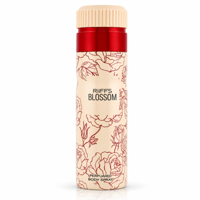 Frasco spray corporal RiiFFS Blossom creme com padrão floral vermelho