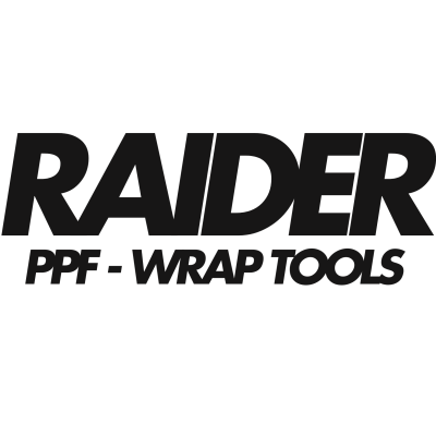 Logotipo preto com o texto RAIDER e PPF - WRAP TOOLS