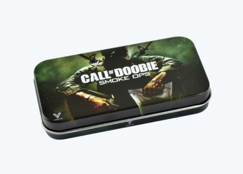 Caixa Metal 12x6.5 cm. Call of Doobie Estojo metálico CALL OF DOOBIE SMOKE OPS com imagem de soldado