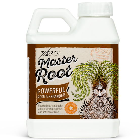 Xpert Nutrients Master Root Recipiente plástico branco com rótulo de suplemento para raízes de plantas Master Root