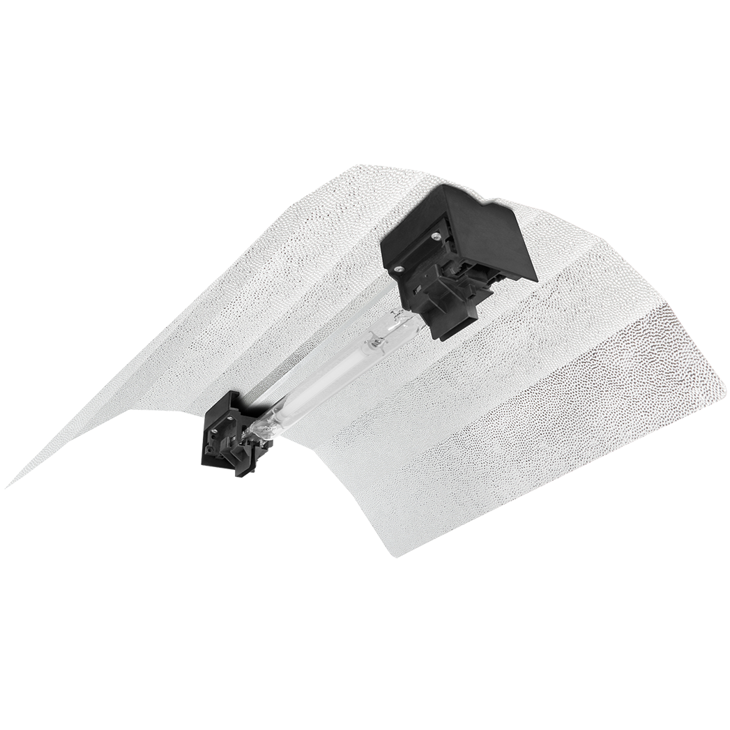 Refletor Garden Highpro Double-Pro (Double Ended) c/Cabo de 4m (3x1.5mm) Refletor de luz metálico com suporte preto e tubo de vidro.