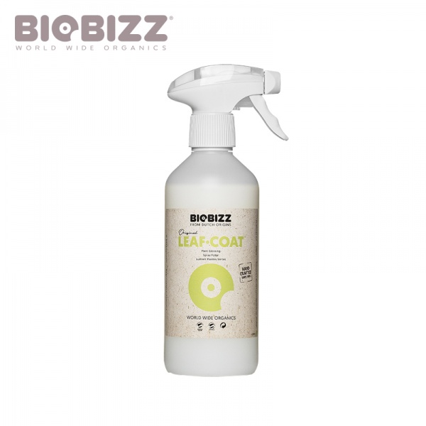 Leaf Coat Spray 500 ml Frasco branco com borrifador do produto Biobizz Leaf Coat