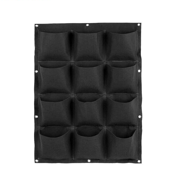 Meliflor Jardim Vertical 12 Bolsos (90x100cm) Organizador de parede com 12 bolsos em tecido preto