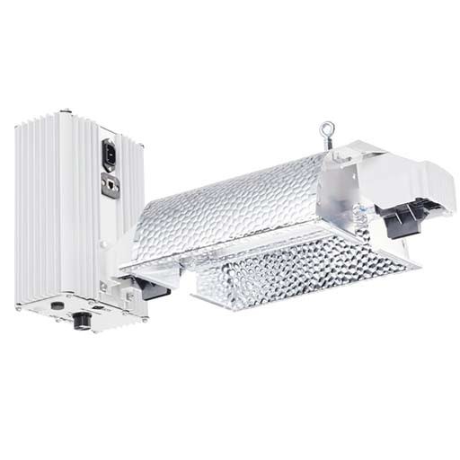 Kit 600 W / 750 W Gavita Pro E (lâmpada incluída) (Double Ended) Luz de crescimento em metal com reflector prateado texturizado e estrutura branca