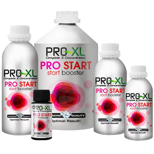 PRO-XL Pro-Start Frascos prateados do produto PRO-XL PRO START com design colorido e tampas brancas e preta