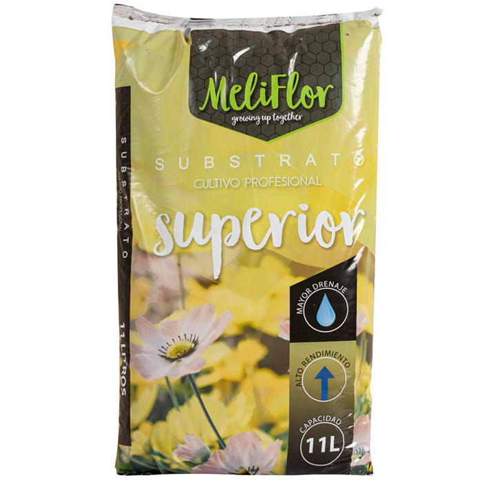Substrato Meliflor Superior Saco de substrato MeliFlor 11L para cultivo profissional amarelo com flores