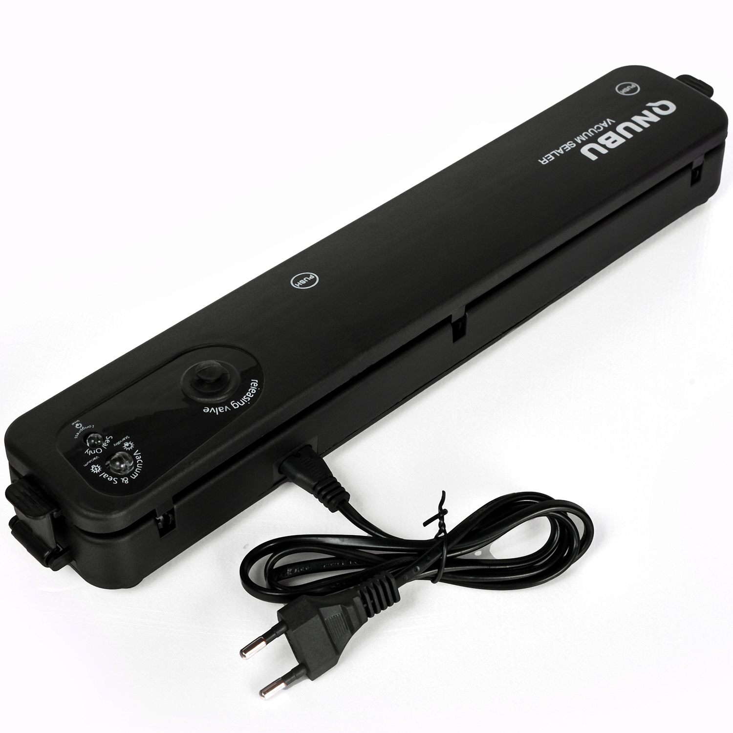 Seladora de Vácuo Qnubu Vac Seladora a vácuo preta ANUBU VACUUM SEALER com cabo e botão