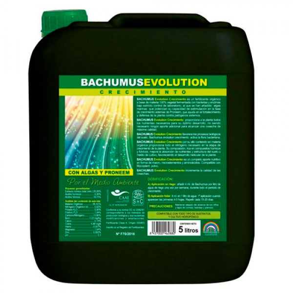 Bachumus Evolution Crescimento - 20 lt. Trabe Recipiente de fertilizante orgânico Bachumus Evolution com rótulo verde e amarelo
